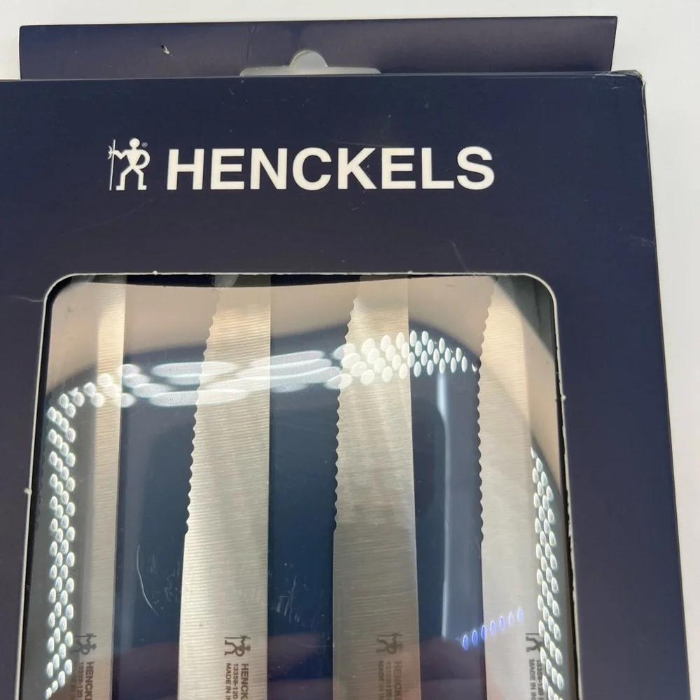 Henckels 4-pc Steak Knife Set, Stamped Blade, Stainless Steel, Dishwasher Safe